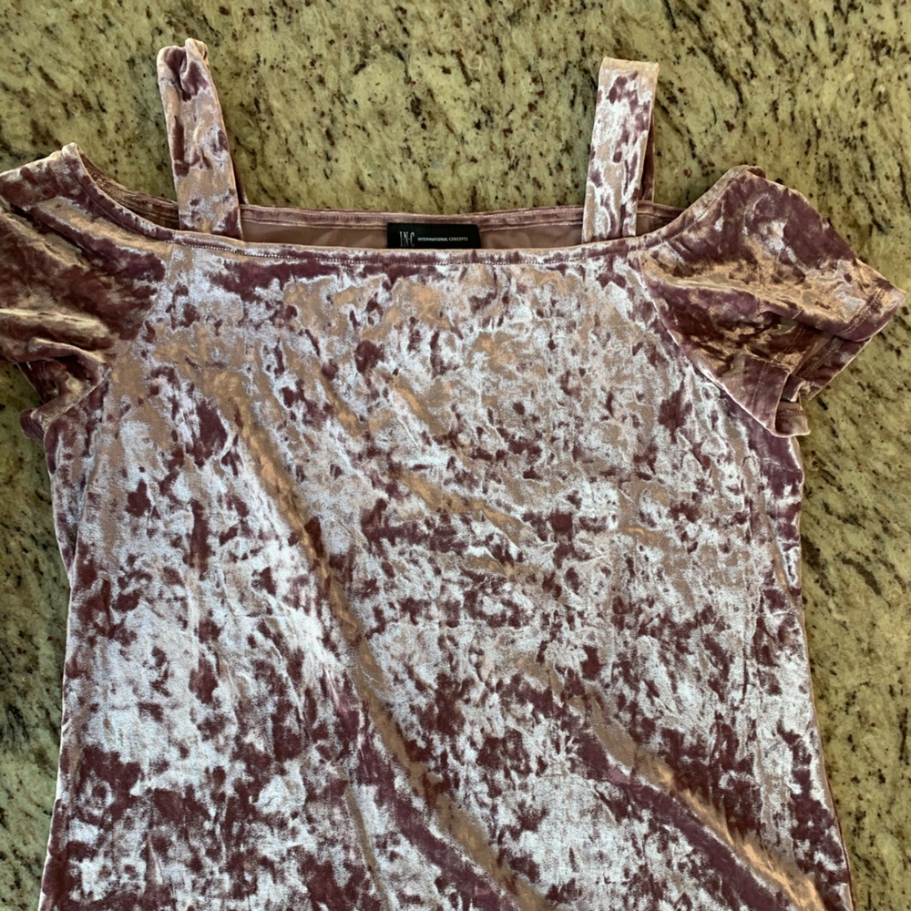 INC light purple velvet shirt with cold shoulder size L